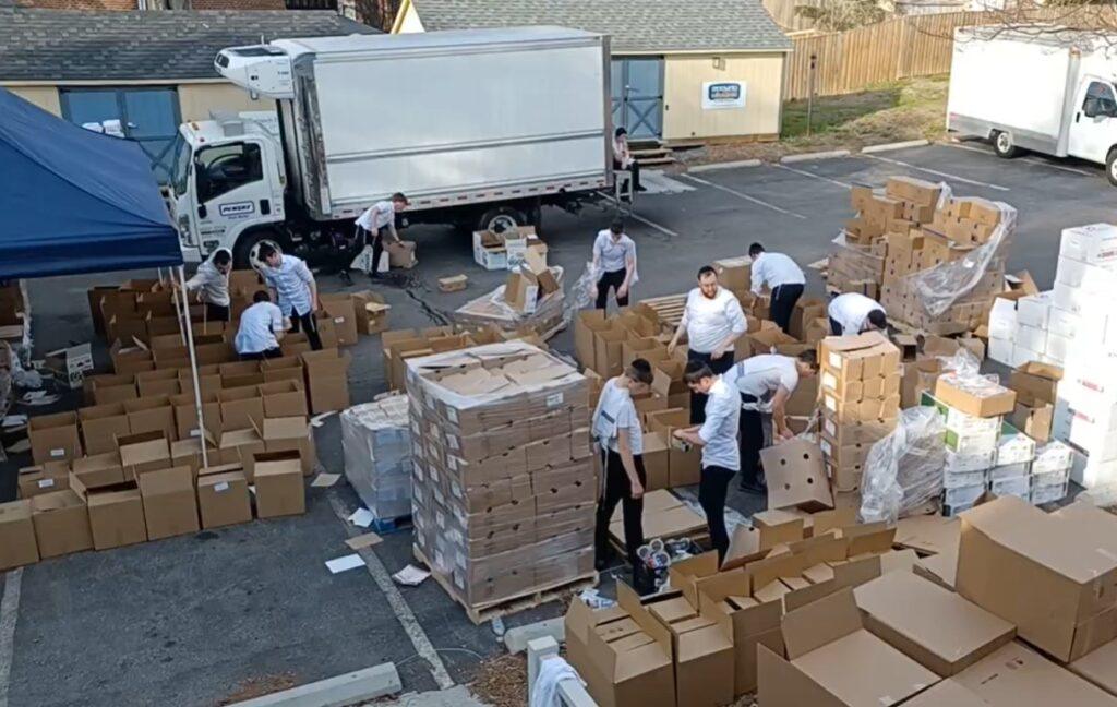 Yad Yehuda volunteers distributing kosher Passover food to Jewish families in the Silver Spring Maryland community