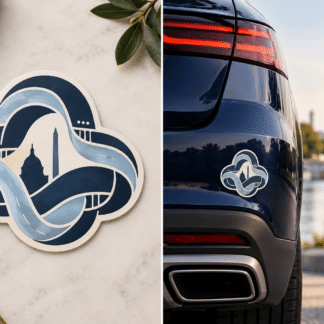The Beltway Emblem Sticker by Washington Jewish Journal — product and detail views